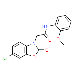 ChemSpider 2D Image | 2-(6-Chloro-2-oxo-benzooxazol-3-yl)-N-(2-methoxy-phenyl)-acetamide | C16H13ClN2O4