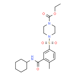 ChemSpider 2D Image | Ethyl 4-{[3-(cyclohexylcarbamoyl)-4-methylphenyl]sulfonyl}-1-piperazinecarboxylate | C21H31N3O5S