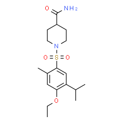 ChemSpider 2D Image | 1-[(4-Ethoxy-5-isopropyl-2-methylphenyl)sulfonyl]-4-piperidinecarboxamide | C18H28N2O4S