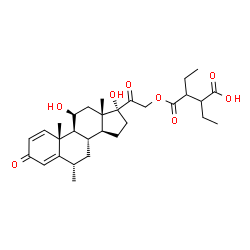 ChemSpider 2D Image | 3-({[(6alpha,11beta)-11,17-Dihydroxy-6-methyl-3,20-dioxopregna-1,4-dien-21-yl]oxy}carbonyl)-2-ethylpentanoic acid | C30H42O8