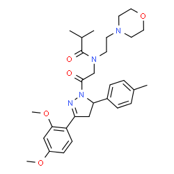 ChemSpider 2D Image | N-{2-[3-(2,4-Dimethoxyphenyl)-5-(4-methylphenyl)-4,5-dihydro-1H-pyrazol-1-yl]-2-oxoethyl}-2-methyl-N-[2-(4-morpholinyl)ethyl]propanamide | C30H40N4O5