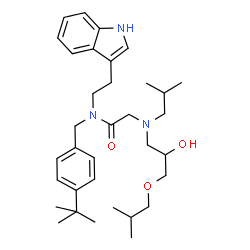 ChemSpider 2D Image | N~2~-(2-Hydroxy-3-isobutoxypropyl)-N-[2-(1H-indol-3-yl)ethyl]-N~2~-isobutyl-N-[4-(2-methyl-2-propanyl)benzyl]glycinamide | C34H51N3O3