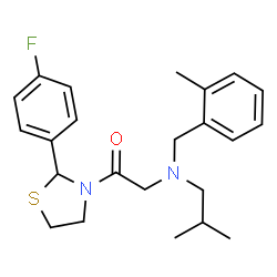 ChemSpider 2D Image | 1-[2-(4-Fluorophenyl)-1,3-thiazolidin-3-yl]-2-[isobutyl(2-methylbenzyl)amino]ethanone | C23H29FN2OS