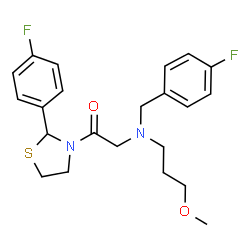 ChemSpider 2D Image | 2-[(4-Fluorobenzyl)(3-methoxypropyl)amino]-1-[2-(4-fluorophenyl)-1,3-thiazolidin-3-yl]ethanone | C22H26F2N2O2S