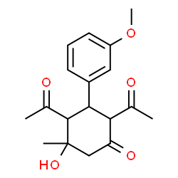 ChemSpider 2D Image | 2,4-Diacetyl-5-hydroxy-3-(3-methoxyphenyl)-5-methylcyclohexanone | C18H22O5