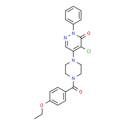 ChemSpider 2D Image | 4-Chloro-5-[4-(4-ethoxybenzoyl)-1-piperazinyl]-2-phenyl-3(2H)-pyridazinone | C23H23ClN4O3