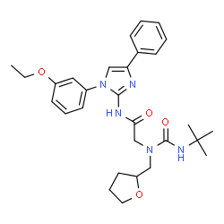 ChemSpider 2D Image | N-[1-(3-Ethoxyphenyl)-4-phenyl-1H-imidazol-2-yl]-N~2~-[(2-methyl-2-propanyl)carbamoyl]-N~2~-(tetrahydro-2-furanylmethyl)glycinamide | C29H37N5O4