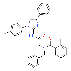 ChemSpider 2D Image | N-Benzyl-2-methyl-N-(2-{[1-(4-methylphenyl)-4-phenyl-1H-imidazol-2-yl]amino}-2-oxoethyl)benzamide | C33H30N4O2