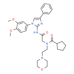 ChemSpider 2D Image | N-(2-{[1-(3,4-Dimethoxyphenyl)-4-phenyl-1H-imidazol-2-yl]amino}-2-oxoethyl)-N-[2-(4-morpholinyl)ethyl]cyclopentanecarboxamide | C31H39N5O5
