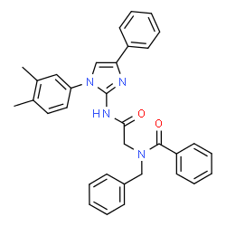 ChemSpider 2D Image | N-Benzyl-N-(2-{[1-(3,4-dimethylphenyl)-4-phenyl-1H-imidazol-2-yl]amino}-2-oxoethyl)benzamide | C33H30N4O2