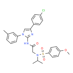 ChemSpider 2D Image | N-[4-(4-Chlorophenyl)-1-(3-methylphenyl)-1H-imidazol-2-yl]-N~2~-isopropyl-N~2~-[(4-methoxyphenyl)sulfonyl]glycinamide | C28H29ClN4O4S