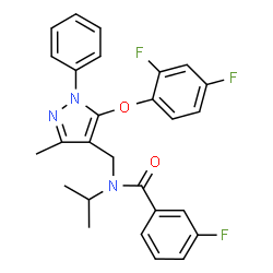 ChemSpider 2D Image | N-{[5-(2,4-Difluorophenoxy)-3-methyl-1-phenyl-1H-pyrazol-4-yl]methyl}-3-fluoro-N-isopropylbenzamide | C27H24F3N3O2