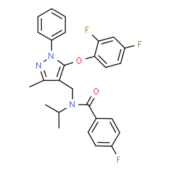ChemSpider 2D Image | N-{[5-(2,4-Difluorophenoxy)-3-methyl-1-phenyl-1H-pyrazol-4-yl]methyl}-4-fluoro-N-isopropylbenzamide | C27H24F3N3O2