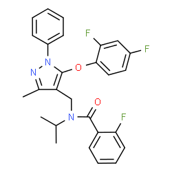 ChemSpider 2D Image | N-{[5-(2,4-Difluorophenoxy)-3-methyl-1-phenyl-1H-pyrazol-4-yl]methyl}-2-fluoro-N-isopropylbenzamide | C27H24F3N3O2