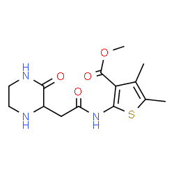 ChemSpider 2D Image | Methyl 4,5-dimethyl-2-{[(3-oxo-2-piperazinyl)acetyl]amino}-3-thiophenecarboxylate | C14H19N3O4S