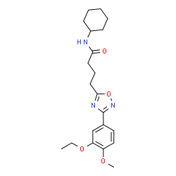 ChemSpider 2D Image | N-Cyclohexyl-4-[3-(3-ethoxy-4-methoxyphenyl)-1,2,4-oxadiazol-5-yl]butanamide | C21H29N3O4