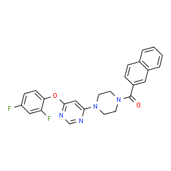 ChemSpider 2D Image | {4-[6-(2,4-Difluorophenoxy)-4-pyrimidinyl]-1-piperazinyl}(2-naphthyl)methanone | C25H20F2N4O2
