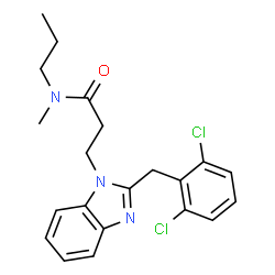 ChemSpider 2D Image | 3-[2-(2,6-Dichlorobenzyl)-1H-benzimidazol-1-yl]-N-methyl-N-propylpropanamide | C21H23Cl2N3O