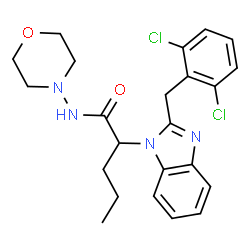 ChemSpider 2D Image | 2-[2-(2,6-Dichlorobenzyl)-1H-benzimidazol-1-yl]-N-(4-morpholinyl)pentanamide | C23H26Cl2N4O2