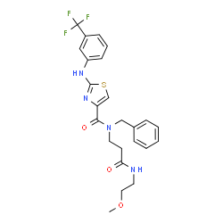 ChemSpider 2D Image | N-Benzyl-N-{3-[(2-methoxyethyl)amino]-3-oxopropyl}-2-{[3-(trifluoromethyl)phenyl]amino}-1,3-thiazole-4-carboxamide | C24H25F3N4O3S