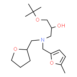 ChemSpider 2D Image | 1-{[(5-Methyl-2-furyl)methyl](tetrahydro-2-furanylmethyl)amino}-3-[(2-methyl-2-propanyl)oxy]-2-propanol | C18H31NO4