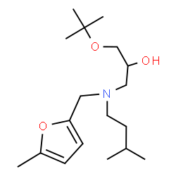 ChemSpider 2D Image | 1-{(3-Methylbutyl)[(5-methyl-2-furyl)methyl]amino}-3-[(2-methyl-2-propanyl)oxy]-2-propanol | C18H33NO3