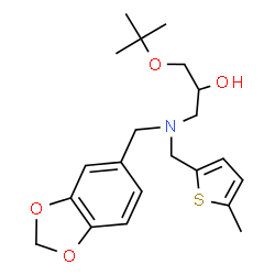 ChemSpider 2D Image | 1-{(1,3-Benzodioxol-5-ylmethyl)[(5-methyl-2-thienyl)methyl]amino}-3-[(2-methyl-2-propanyl)oxy]-2-propanol | C21H29NO4S
