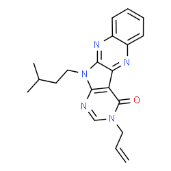 ChemSpider 2D Image | 3-Allyl-11-(3-methylbutyl)-3,11-dihydro-4H-pyrimido[5',4':4,5]pyrrolo[2,3-b]quinoxalin-4-one | C20H21N5O