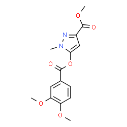 ChemSpider 2D Image | Methyl 5-[(3,4-dimethoxybenzoyl)oxy]-1-methyl-1H-pyrazole-3-carboxylate | C15H16N2O6