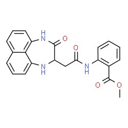 ChemSpider 2D Image | Methyl 2-{[(3-oxo-1,2,3,4-tetrahydronaphtho[1,8-ef][1,4]diazepin-2-yl)acetyl]amino}benzoate | C22H19N3O4