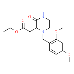 ChemSpider 2D Image | Ethyl [1-(2,4-dimethoxybenzyl)-3-oxo-2-piperazinyl]acetate | C17H24N2O5