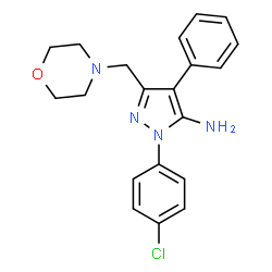 ChemSpider 2D Image | 1-(4-Chlorophenyl)-3-(4-morpholinylmethyl)-4-phenyl-1H-pyrazol-5-amine | C20H21ClN4O