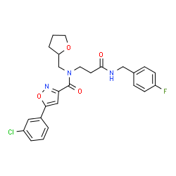 ChemSpider 2D Image | 5-(3-Chlorophenyl)-N-{3-[(4-fluorobenzyl)amino]-3-oxopropyl}-N-(tetrahydro-2-furanylmethyl)-1,2-oxazole-3-carboxamide | C25H25ClFN3O4