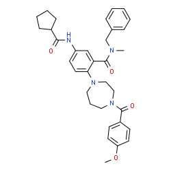 ChemSpider 2D Image | N-Benzyl-5-[(cyclopentylcarbonyl)amino]-2-[4-(4-methoxybenzoyl)-1,4-diazepan-1-yl]-N-methylbenzamide | C34H40N4O4