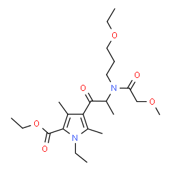 ChemSpider 2D Image | Ethyl 4-[N-(3-ethoxypropyl)-N-(methoxyacetyl)alanyl]-1-ethyl-3,5-dimethyl-1H-pyrrole-2-carboxylate | C22H36N2O6
