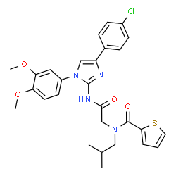 ChemSpider 2D Image | N-(2-{[4-(4-Chlorophenyl)-1-(3,4-dimethoxyphenyl)-1H-imidazol-2-yl]amino}-2-oxoethyl)-N-isobutyl-2-thiophenecarboxamide | C28H29ClN4O4S