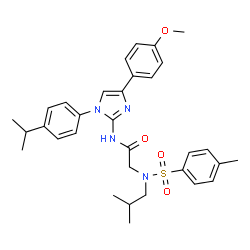ChemSpider 2D Image | N~2~-Isobutyl-N-[1-(4-isopropylphenyl)-4-(4-methoxyphenyl)-1H-imidazol-2-yl]-N~2~-[(4-methylphenyl)sulfonyl]glycinamide | C32H38N4O4S