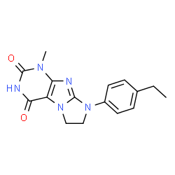ChemSpider 2D Image | 8-(4-Ethylphenyl)-1-methyl-7,8-dihydro-1H-imidazo[2,1-f]purine-2,4(3H,6H)-dione | C16H17N5O2