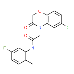 ChemSpider 2D Image | 2-(6-Chloro-3-oxo-2,3-dihydro-4H-1,4-benzoxazin-4-yl)-N-(5-fluoro-2-methylphenyl)acetamide | C17H14ClFN2O3