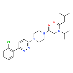 ChemSpider 2D Image | N-(2-{4-[6-(2-Chlorophenyl)-3-pyridazinyl]-1-piperazinyl}-2-oxoethyl)-N-isopropyl-3-methylbutanamide | C24H32ClN5O2