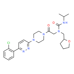 ChemSpider 2D Image | 1-(2-{4-[6-(2-Chlorophenyl)-3-pyridazinyl]-1-piperazinyl}-2-oxoethyl)-3-isopropyl-1-(tetrahydro-2-furanylmethyl)urea | C25H33ClN6O3