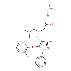 ChemSpider 2D Image | 1-[{[5-(2-Fluorophenoxy)-3-methyl-1-phenyl-1H-pyrazol-4-yl]methyl}(isobutyl)amino]-3-isobutoxy-2-propanol | C28H38FN3O3