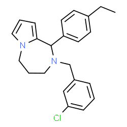 ChemSpider 2D Image | 2-(3-Chlorobenzyl)-1-(4-ethylphenyl)-2,3,4,5-tetrahydro-1H-pyrrolo[1,2-a][1,4]diazepine | C23H25ClN2