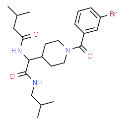 ChemSpider 2D Image | N-{1-[1-(3-Bromobenzoyl)-4-piperidinyl]-2-(isobutylamino)-2-oxoethyl}-3-methylbutanamide | C23H34BrN3O3