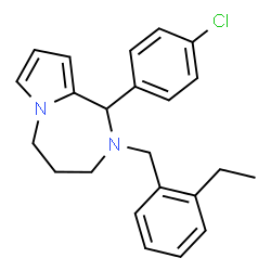 ChemSpider 2D Image | 1-(4-Chlorophenyl)-2-(2-ethylbenzyl)-2,3,4,5-tetrahydro-1H-pyrrolo[1,2-a][1,4]diazepine | C23H25ClN2