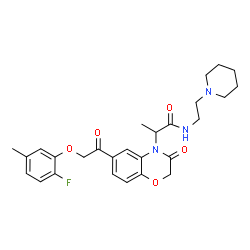 ChemSpider 2D Image | 2-{6-[(2-Fluoro-5-methylphenoxy)acetyl]-3-oxo-2,3-dihydro-4H-1,4-benzoxazin-4-yl}-N-[2-(1-piperidinyl)ethyl]propanamide | C27H32FN3O5