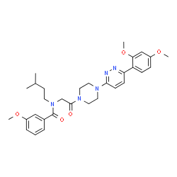 ChemSpider 2D Image | N-(2-{4-[6-(2,4-Dimethoxyphenyl)-3-pyridazinyl]-1-piperazinyl}-2-oxoethyl)-3-methoxy-N-(3-methylbutyl)benzamide | C31H39N5O5
