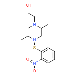 ChemSpider 2D Image | 2-{2,5-Dimethyl-4-[(2-nitrophenyl)sulfanyl]-1-piperazinyl}ethanol | C14H21N3O3S