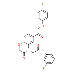 ChemSpider 2D Image | 2-{6-[(4-Fluorophenoxy)acetyl]-3-oxo-2,3-dihydro-4H-1,4-benzoxazin-4-yl}-N-(3-fluorophenyl)acetamide | C24H18F2N2O5