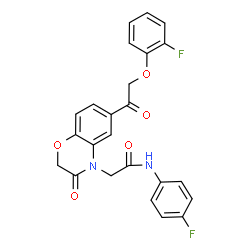 ChemSpider 2D Image | 2-{6-[(2-Fluorophenoxy)acetyl]-3-oxo-2,3-dihydro-4H-1,4-benzoxazin-4-yl}-N-(4-fluorophenyl)acetamide | C24H18F2N2O5